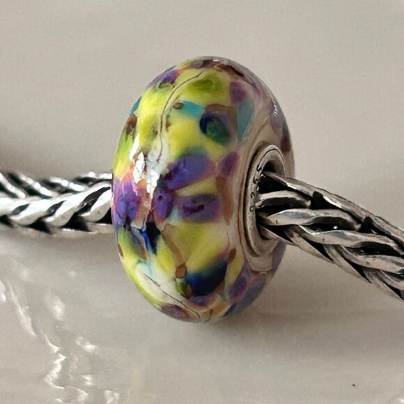 TROLLBEADS Authentic Troll Stone LAA 925S Purple Green Pink Blue Mosaic Confetti - Picture 5 of 11